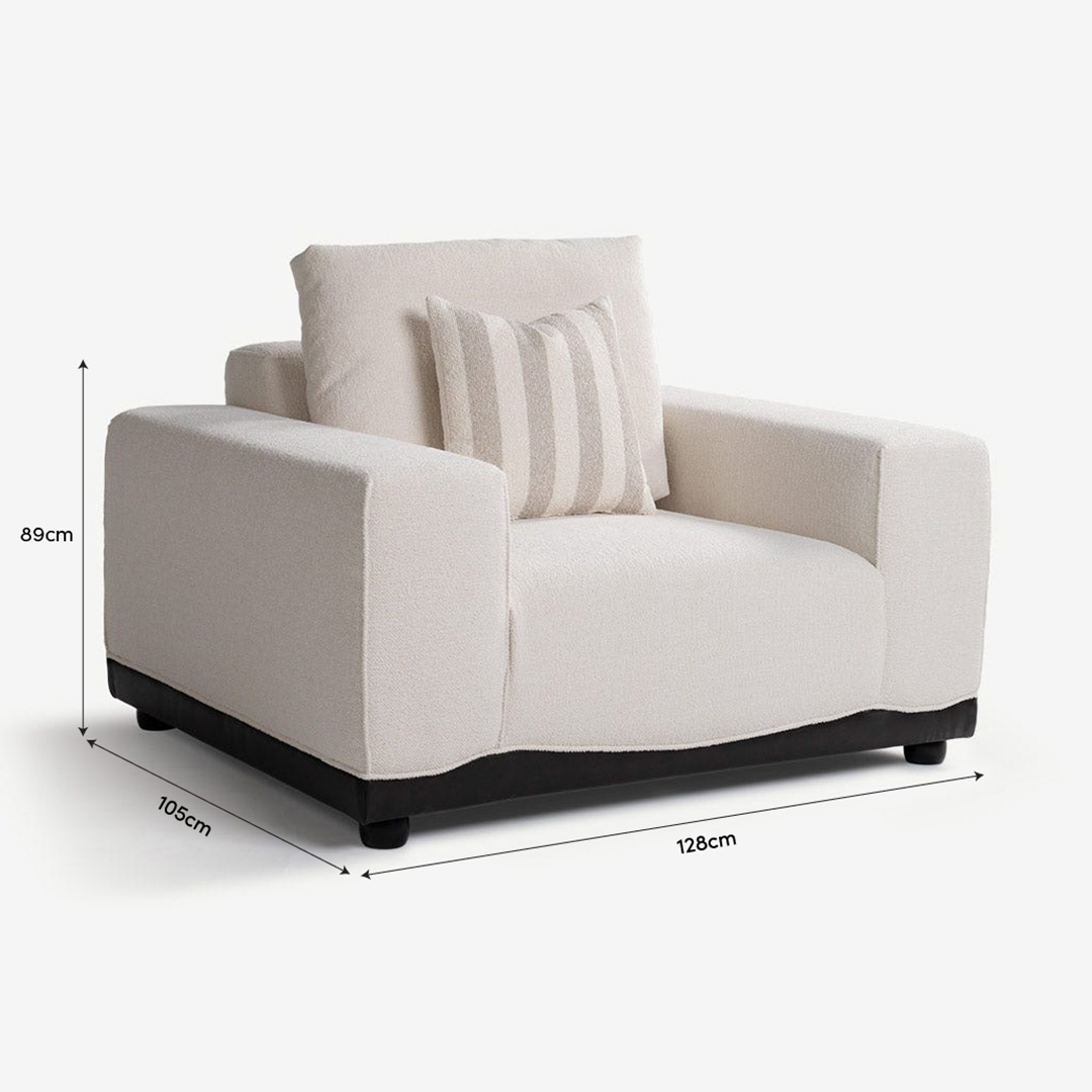 Tylar 1 Seater Sofa Ivory