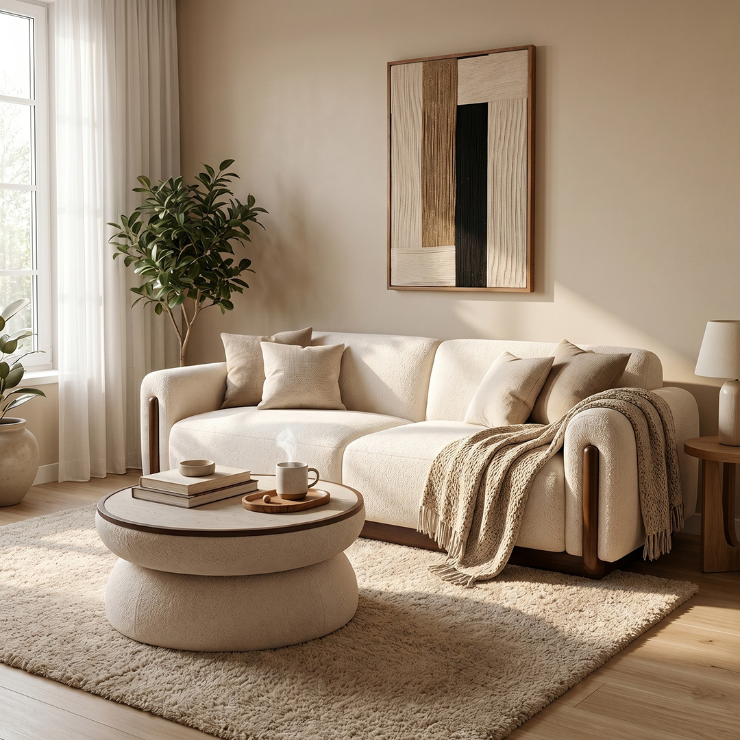 Merlis 3 Seater Sofa Ecru