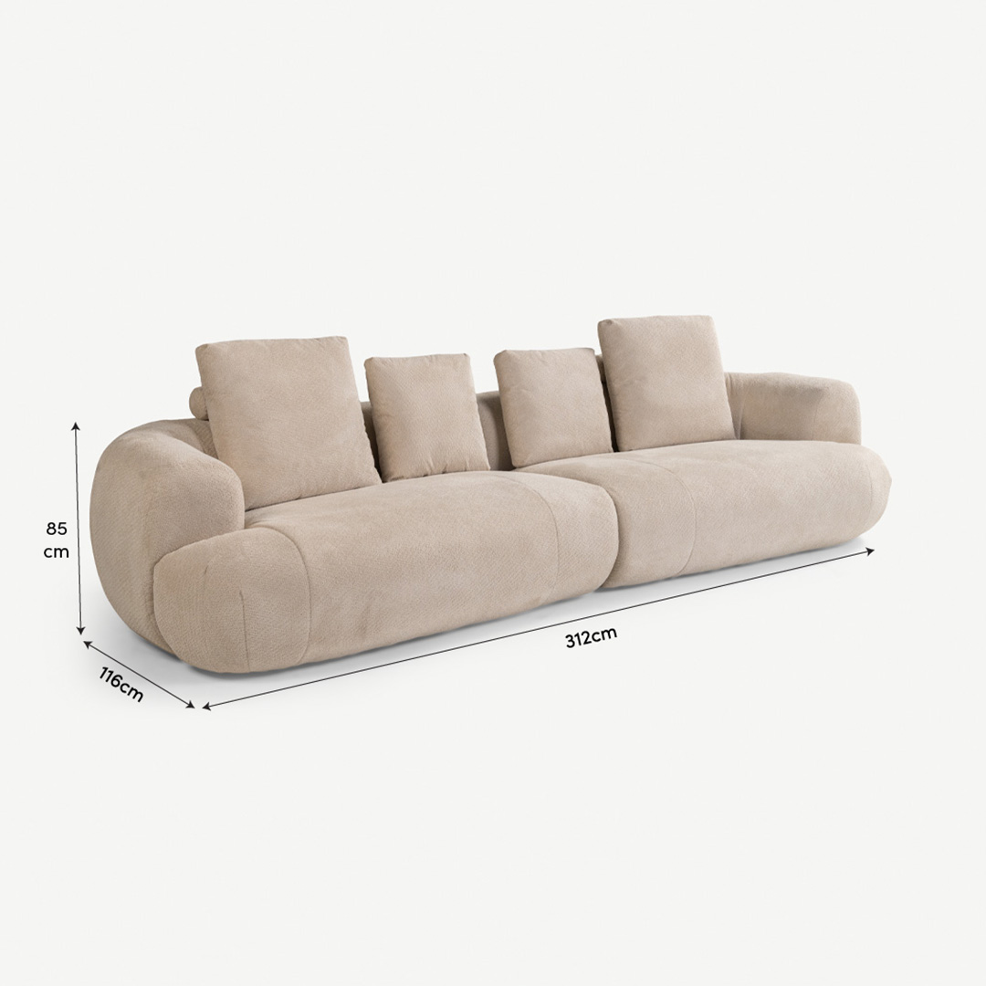 Miyata 4 Seater Sofa Beige
