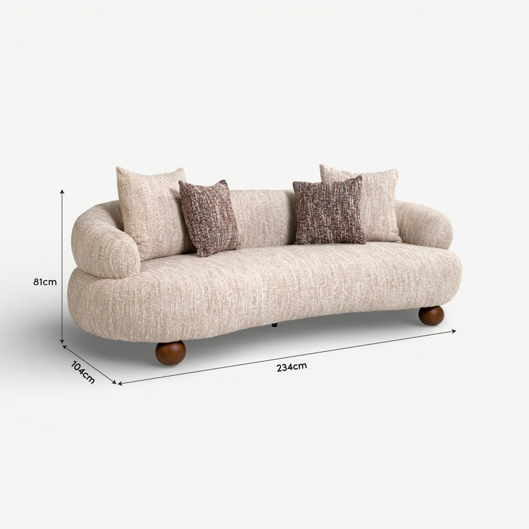 Mashrabiya 3 Seater Sofa Beige