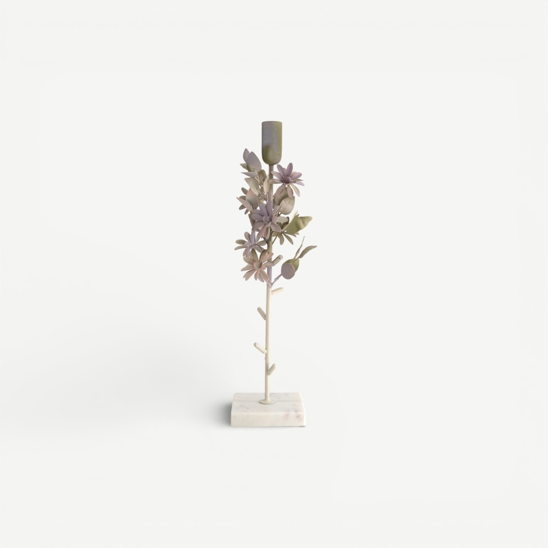 Leafy Dahlia Candle Holder 10x34cm