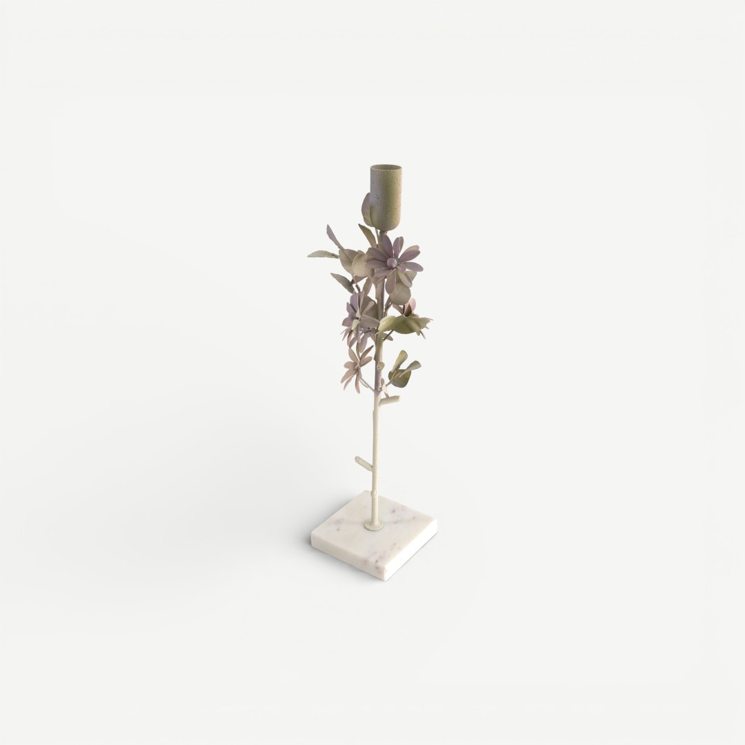 Leafy Dahlia Candle Holder 10x34cm
