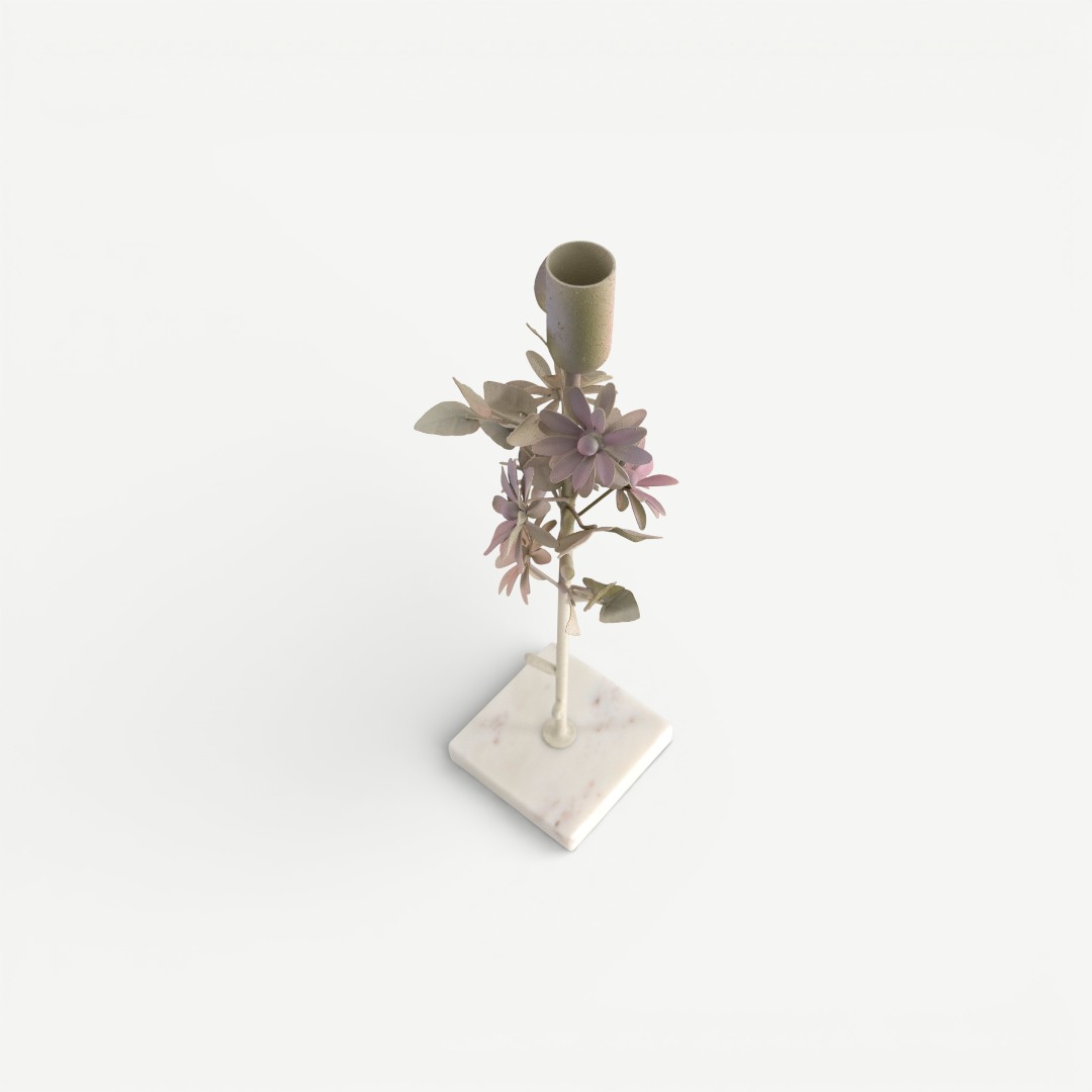 Leafy Dahlia Candle Holder 10x34cm