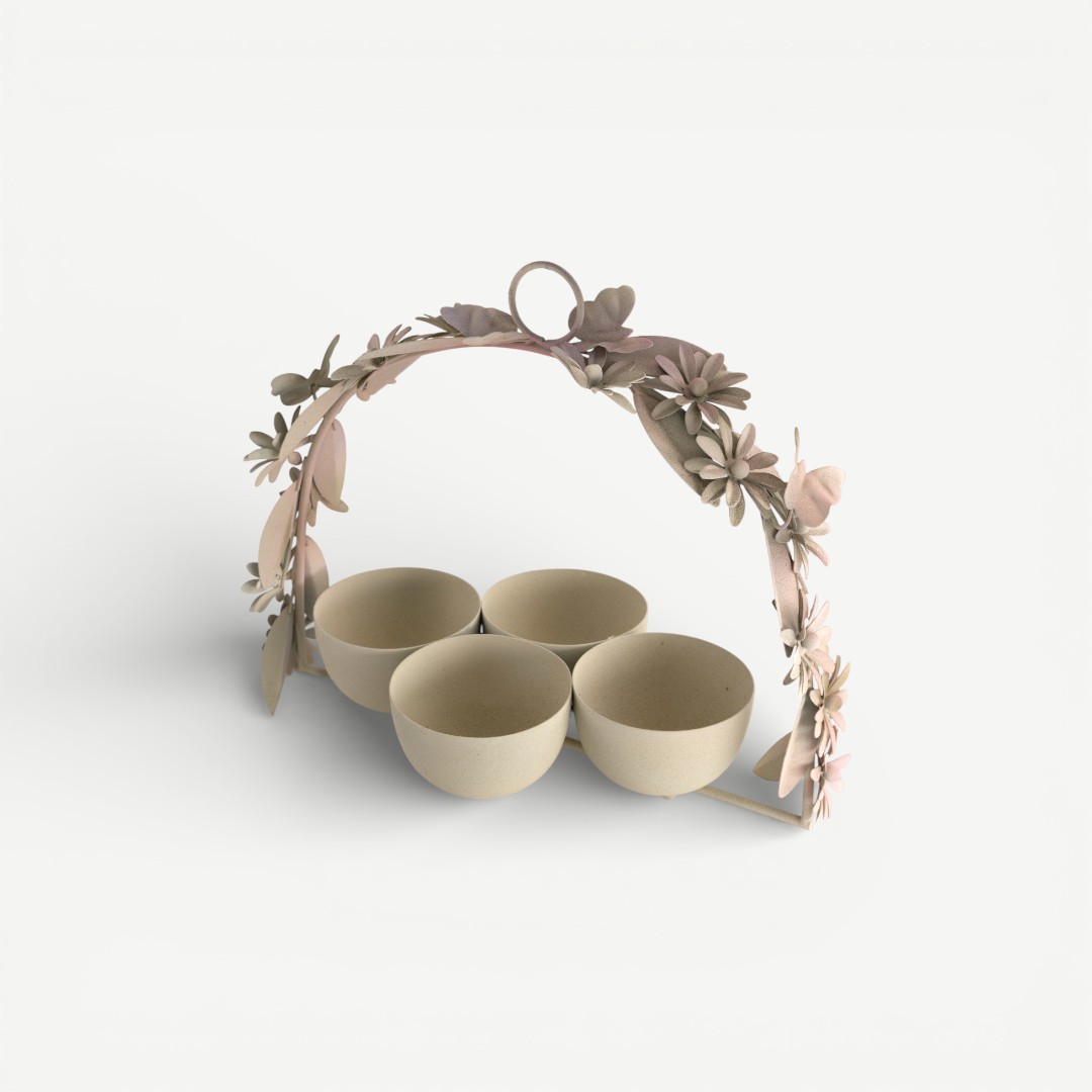 Leafy Dahlia Candy Bowl Set