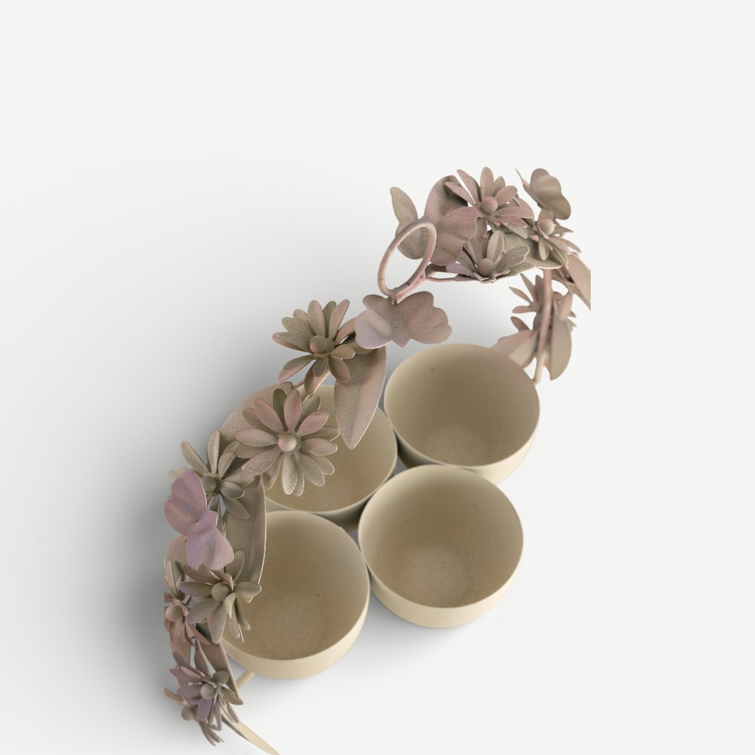 Leafy Dahlia Candy Bowl Set